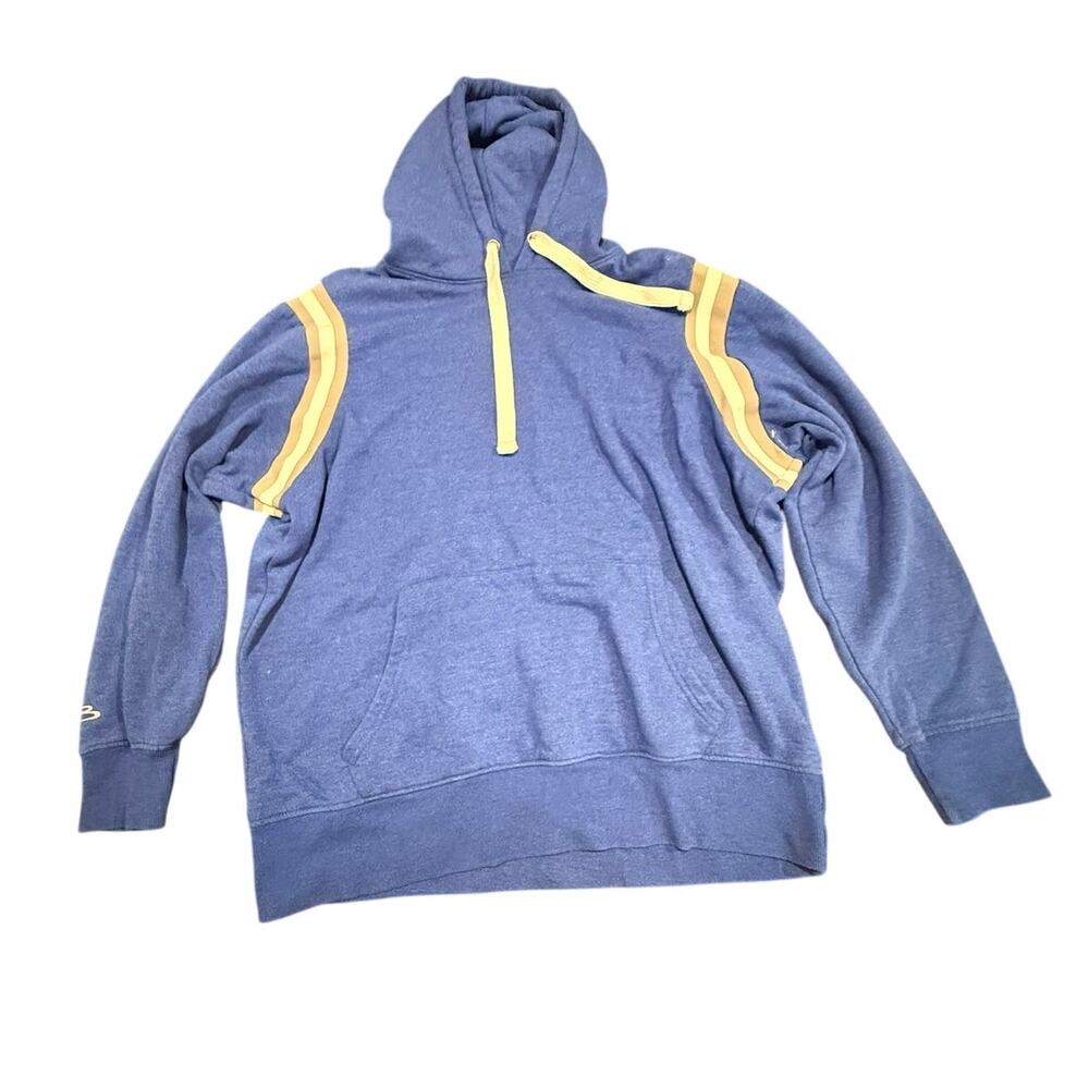 Boombah Men's Blue Pullover Hooded Sweatshirt Varsity Shoulder Stripes Size 2XL